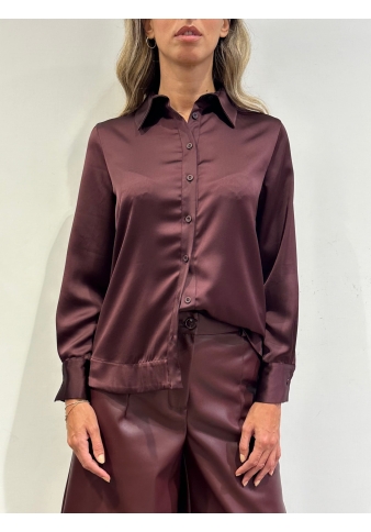 Dixie - Camicia in satin bordeaux