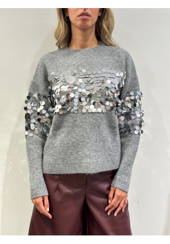 Dixie - Maglia con paillettes grigia