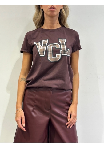 Vicolo - T-Shirt con stampa check bordeaux