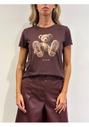 Vicolo - T-Shirt con stampa orso bordeaux