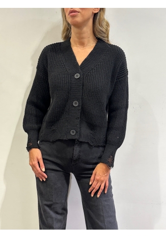 Haveone - Cardigan con rotture nero