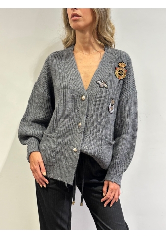 Motel - Cardigan con patch grigio