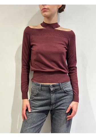 Vicolo - Maglia cut out bordeaux