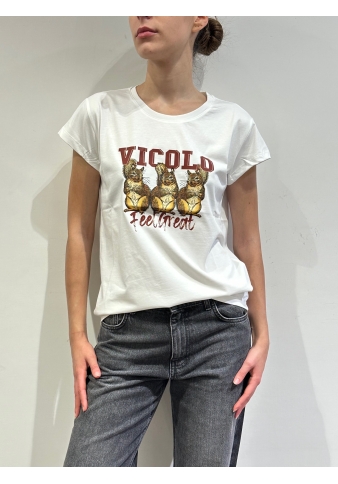 Vicolo - T-Shirt con stampa scoiattoli bianca