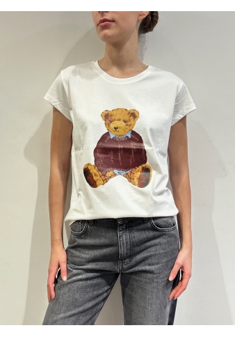 Vicolo - T-Shirt stampa orso bianca