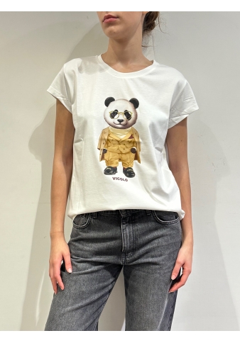 Vicolo - T-Shirt stampa panda bianca