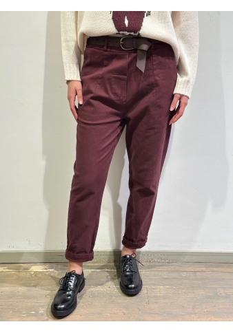 Motel - Pantalone con elastico in vita bordeaux