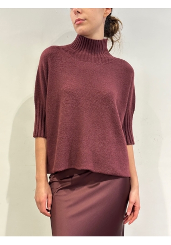 Imperial - Maglia collo alto e maniche corte bordeaux