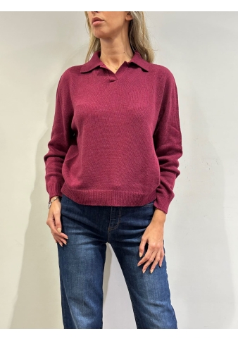 Vicolo - Maglia polo grigio bordeaux