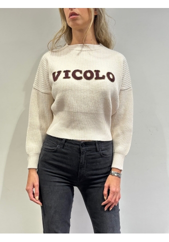 Vicolo - Maglia con logo panna