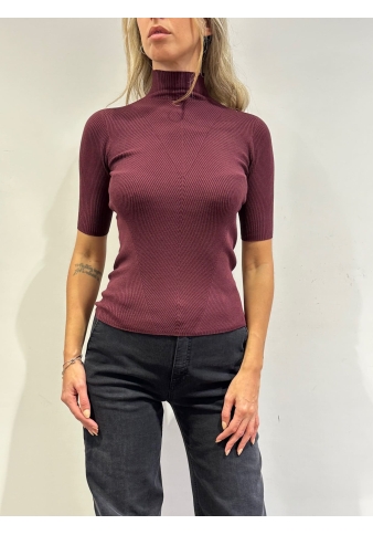 Kontatto - Maglia collo alto costina bordeaux