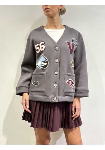 Vicolo - Cardigan in felpa con patch grigia