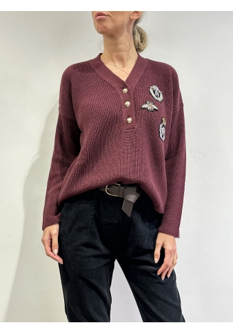 Motel - Maglia con patch bordeaux