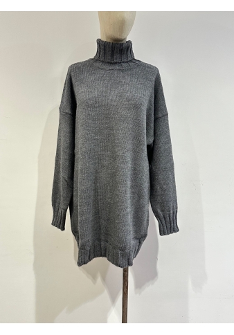 Vicolo - Vestito in maglia collo alto grigio