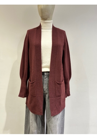 Kontatto - Cardigan lungo con tasche bordeaux