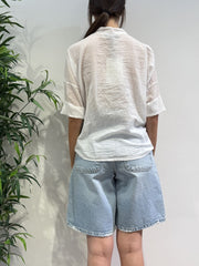 Haveone - Camicia mussola collo coreana bianca