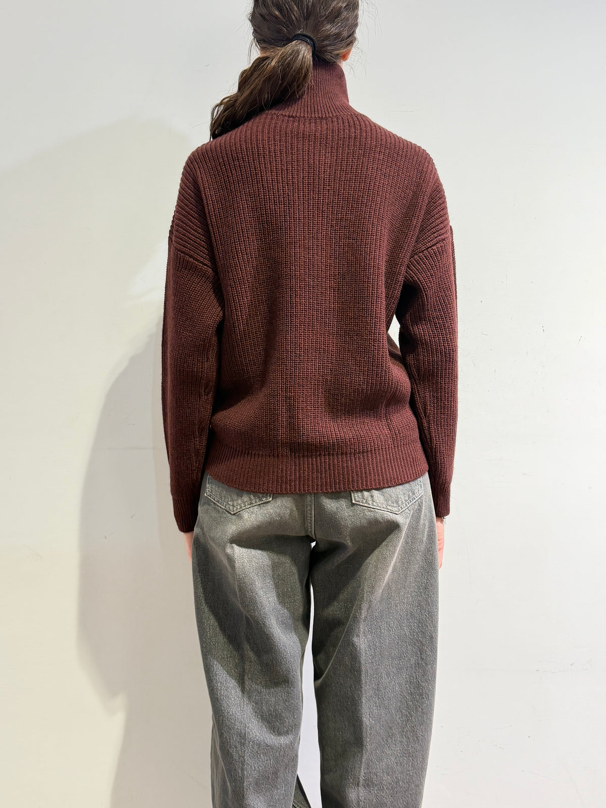 Vicolo - Maglia con zip bordeaux