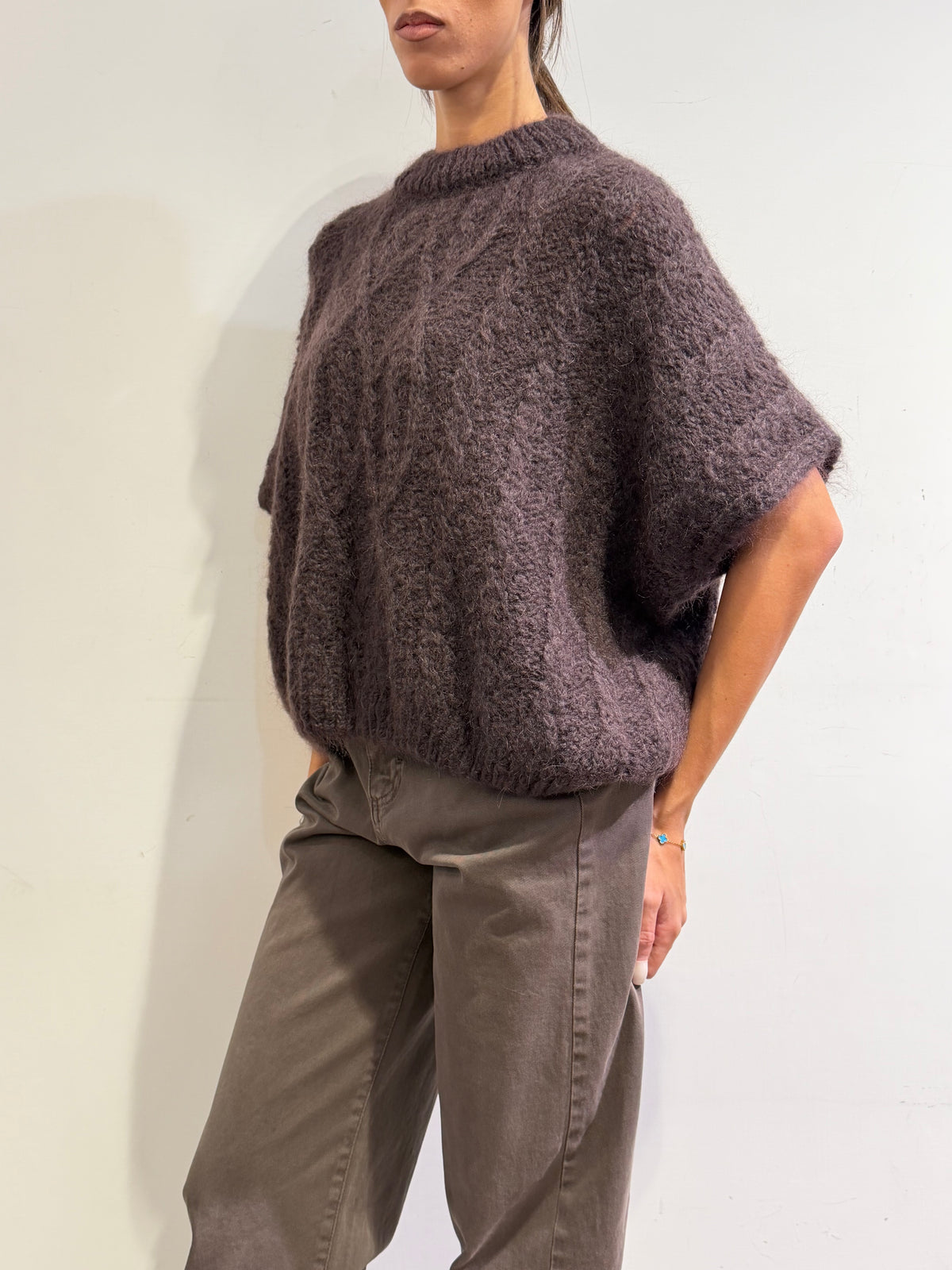 Souvenir - Maglia mohair con trecce moro