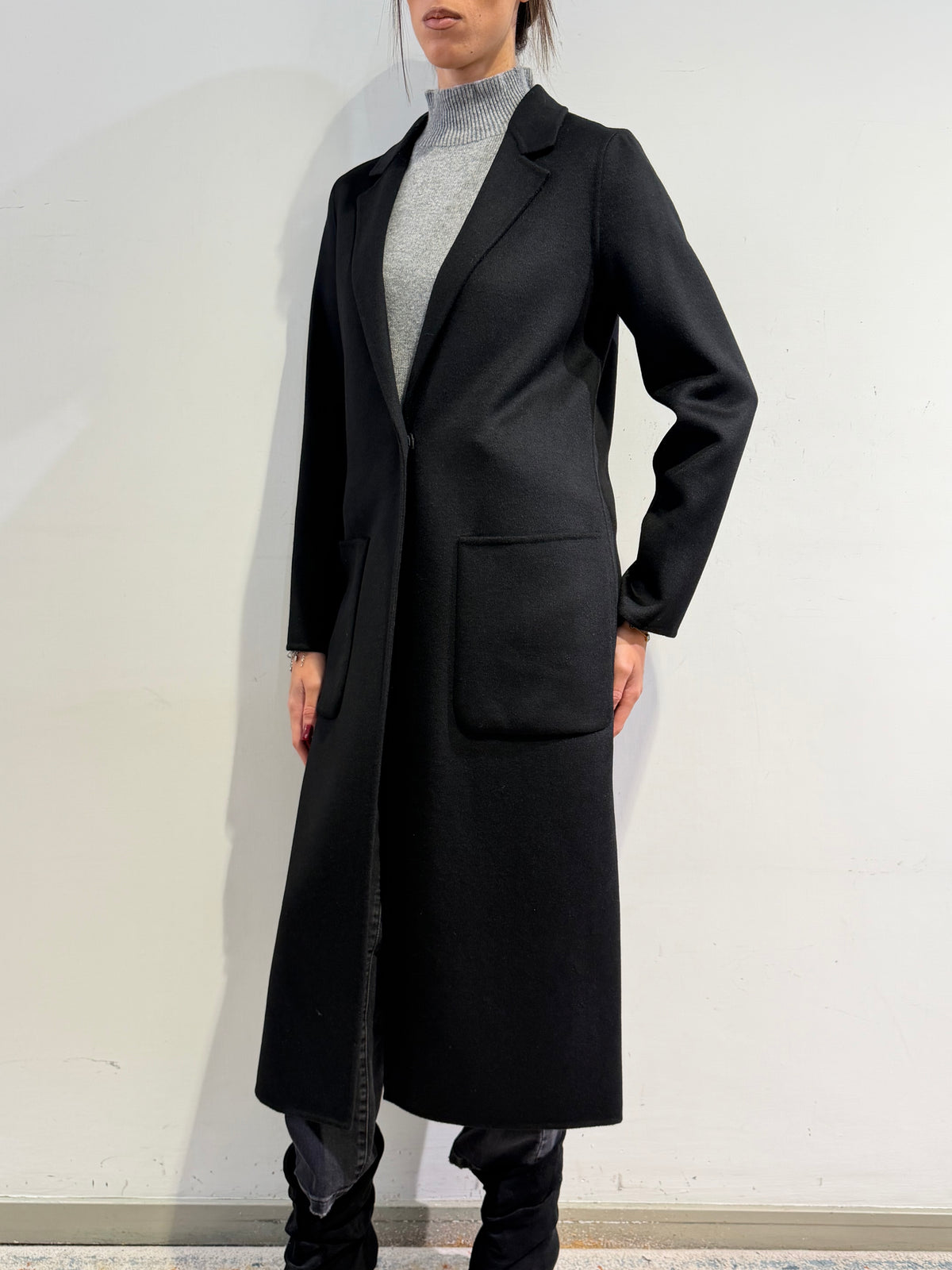 Vicolo - Cappotto lungo un bottone nero