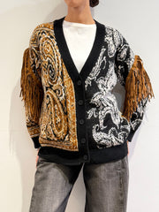 Dixie - Cardigan fantasia con frange nero