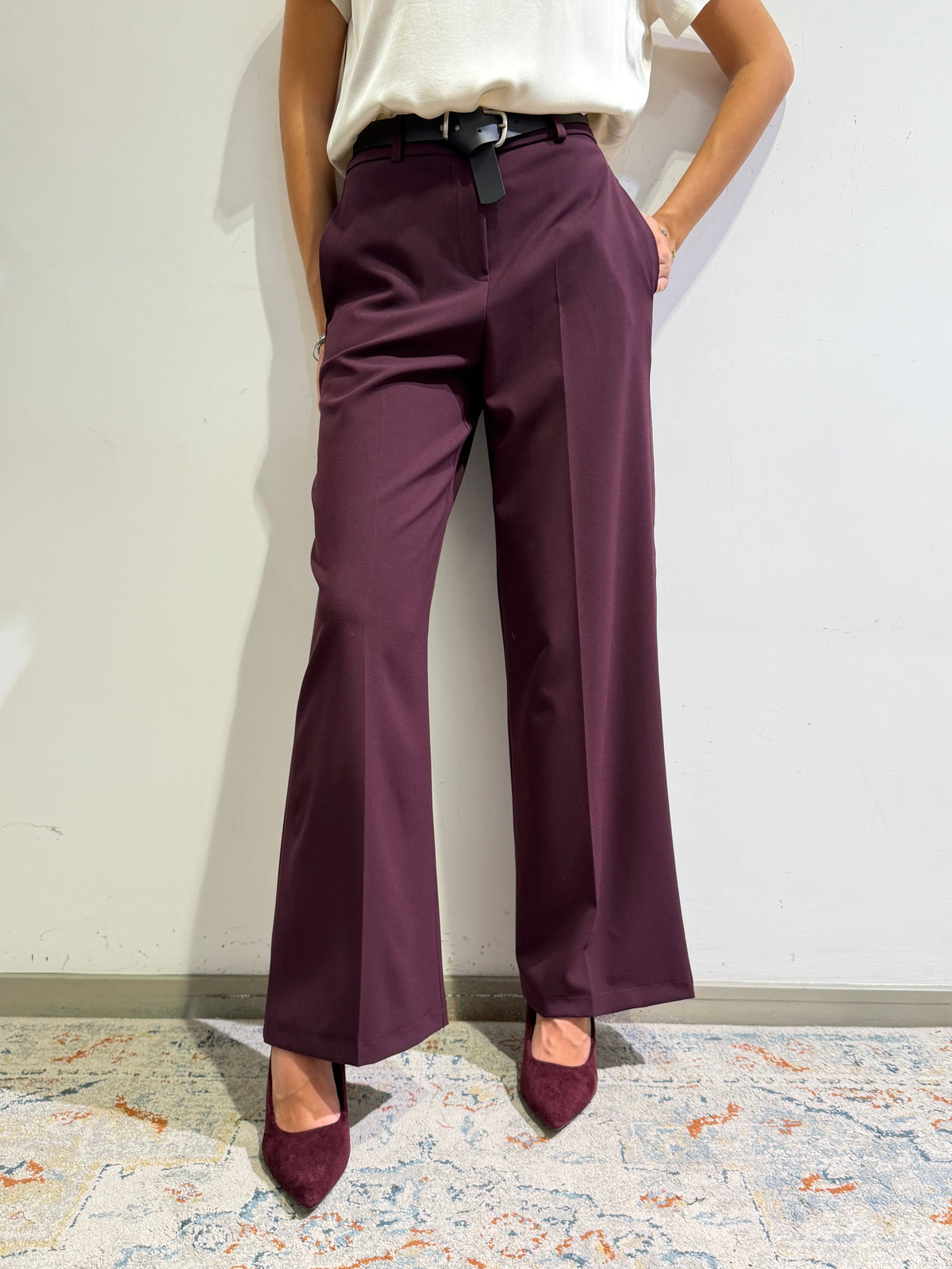 Motel - Pantalone con elastico dietro bordeaux
