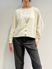 Haveone - Cardigan tre bottoni panna