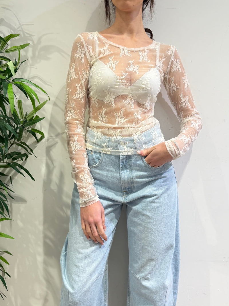 Imperial - Maglia in pizzo panna