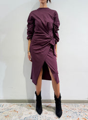 Tensione In - Abito con nodo laterale bordeaux