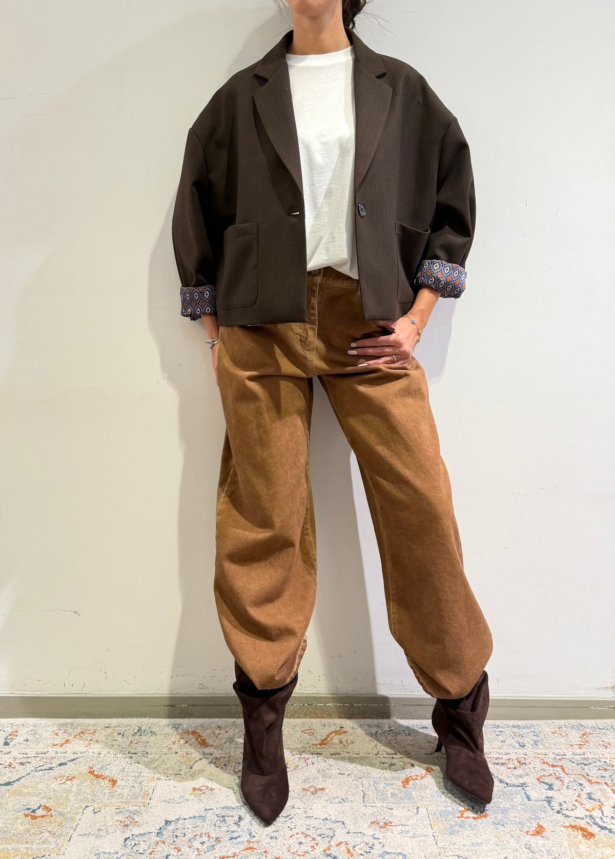 Dixie - Giacca over gessata moro