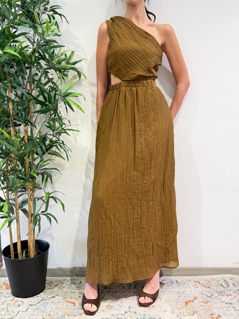 Imperial - Vestito monospalla goffrato oliva