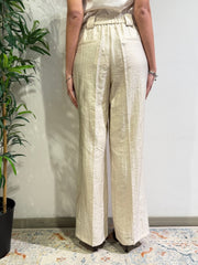 Tensione In - Pantalone dritto goffrato avorio