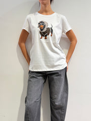 Vicolo - T-Shirt bassotto in strass bianca