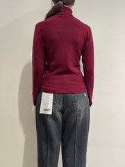 Kontatto - Maglia collo alto con micro paillettes bordeaux