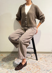 Haveone - Cardigan bottone perla fango