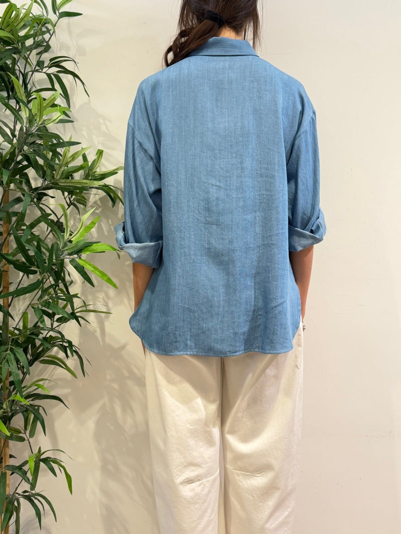 Motel - Camicia con tasca paillettes denim