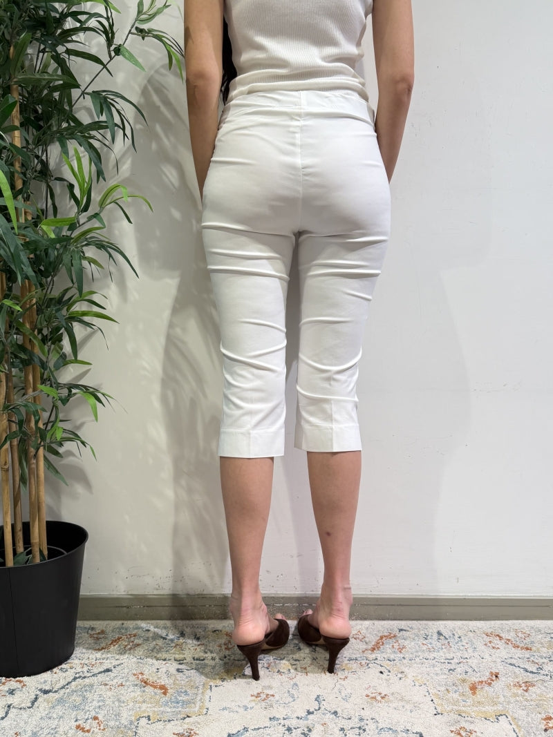 Tensione In - Pantalone capri elastico in vita bianco