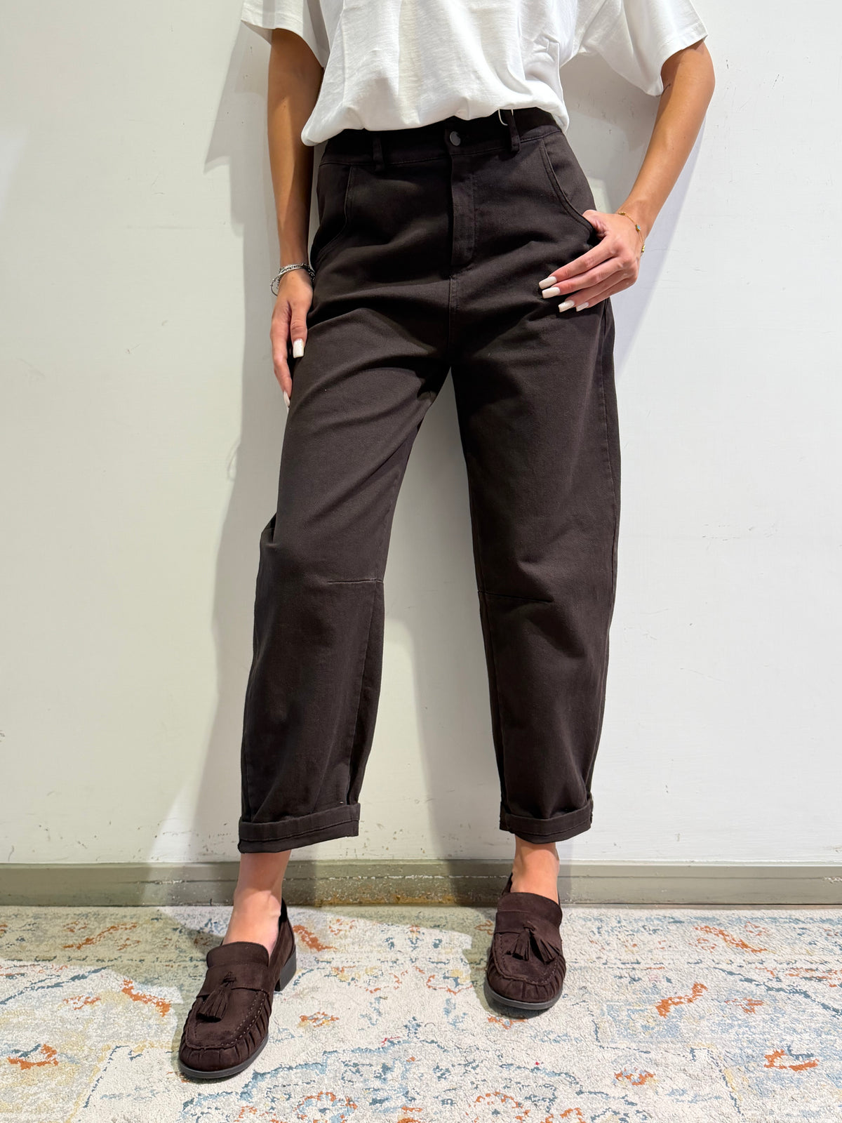 Motel - Pantalone barrel moro