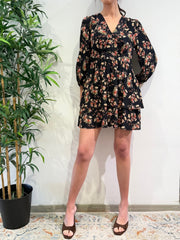 Vicolo - Vestito corto balze floreale nero