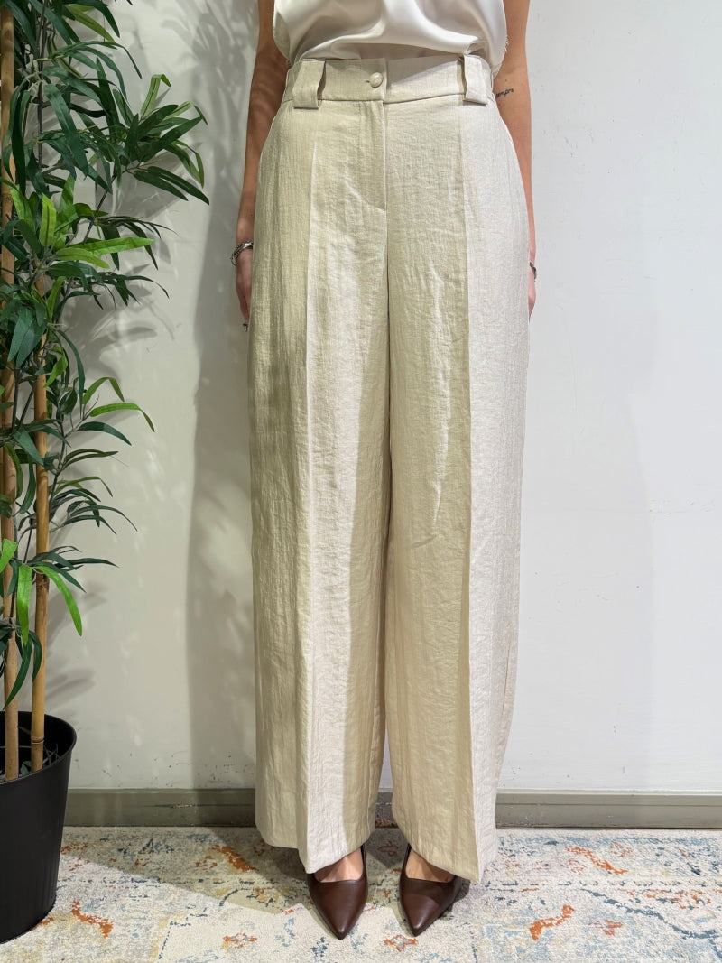Tensione In - Pantalone dritto goffrato avorio