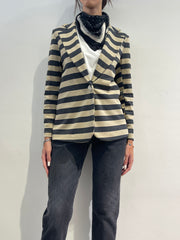 Le streghe - Giacca righe beige e grigio