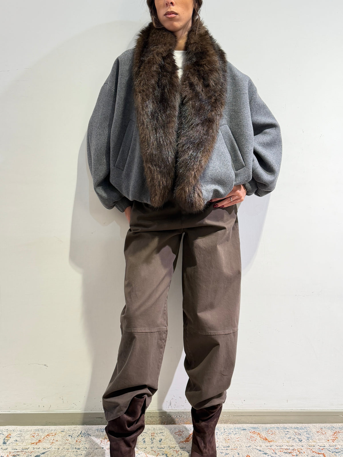 Le Streghe - Bomber in panno grigio