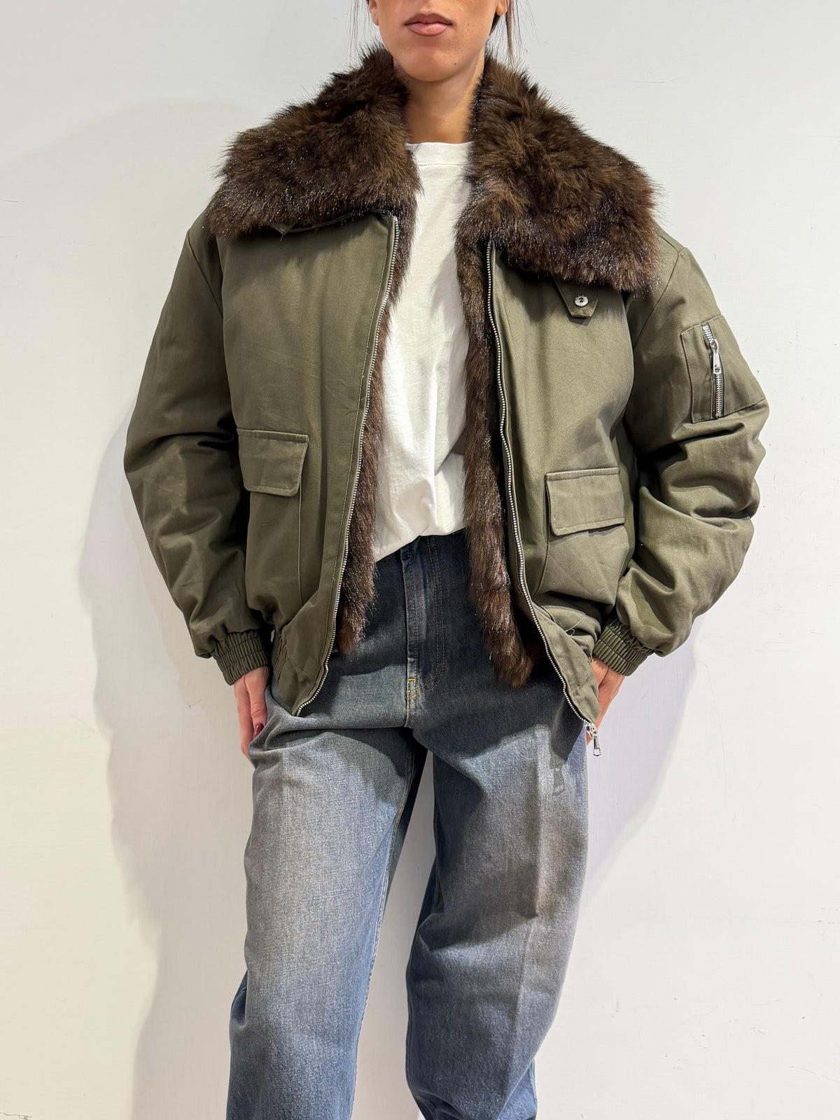 Le Streghe - Bomber con ecopelliccia militare