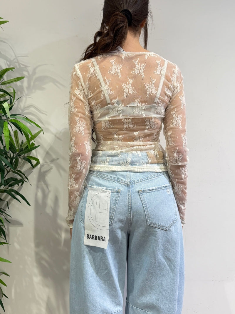 Imperial - Maglia in pizzo panna