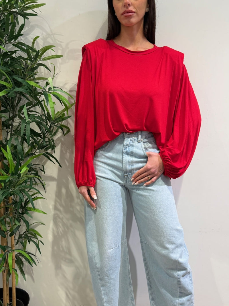 Tensione In - T-Shirt over con spalline rossa