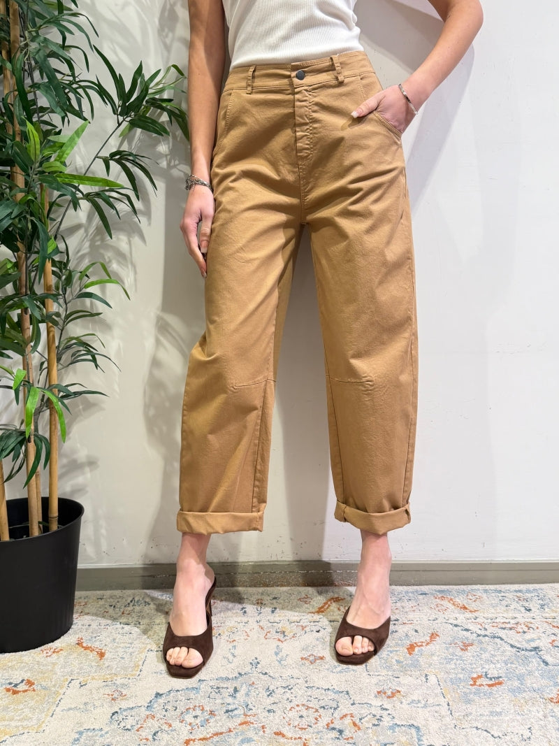 Motel - Pantalone barrel cammello