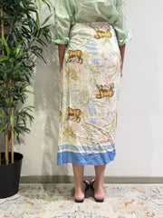 Tensione In - Gonna lunga portafoglio tigre e fiori panna