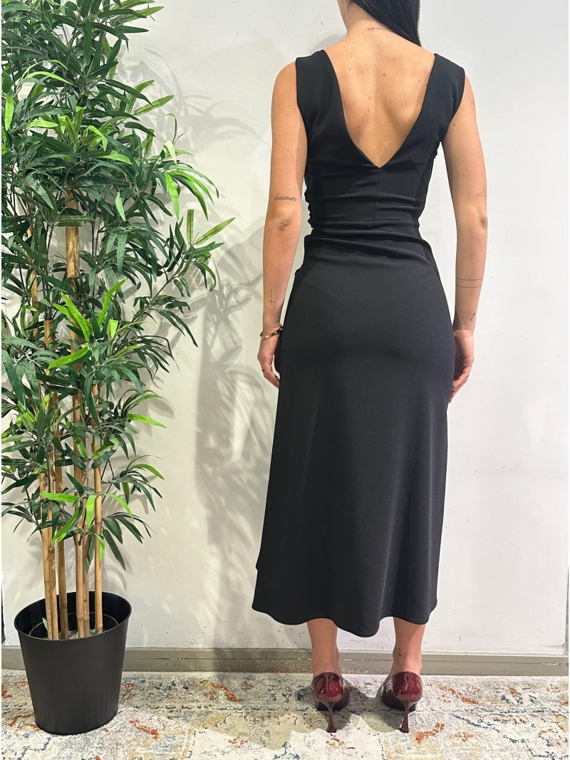 Imperial - Vestito longuette con drappeggio nero