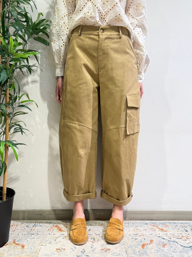 Tensione In - Pantalone barrel cargo cammello