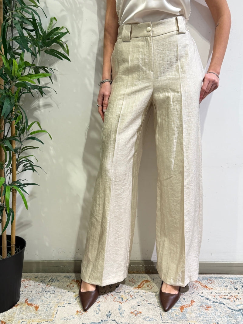 Tensione In - Pantalone dritto goffrato avorio