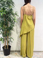 Dixie - Coordinato top asimmetrico e pantalone olio